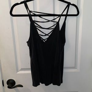 Fun black tank top with cool cut outs